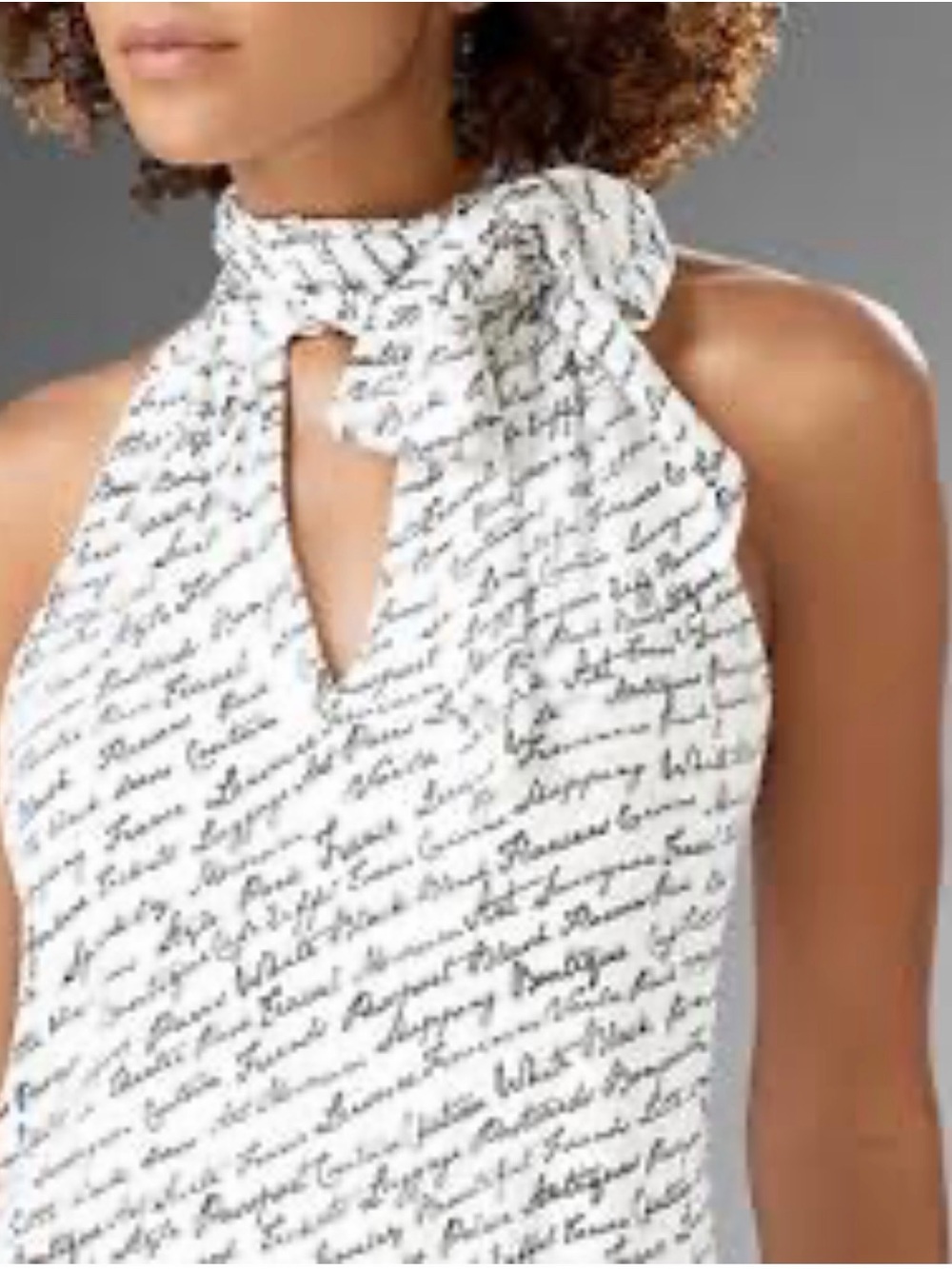 Women's Cream Script Halter Top - Picture 2 of 7